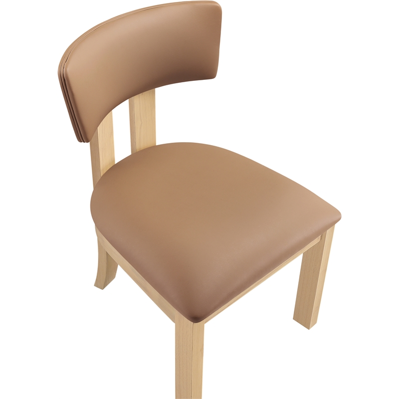 Meridian Furniture Lavrin Cognac Vegan Leather Dining Side Chair (Set of 2)