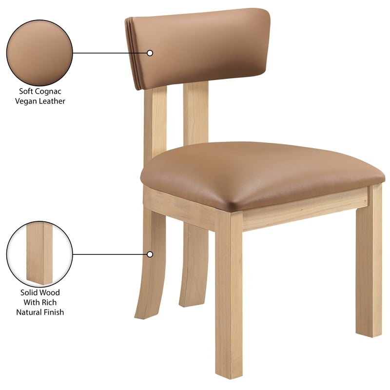 Meridian Furniture Lavrin Cognac Vegan Leather Dining Side Chair (Set of 2)