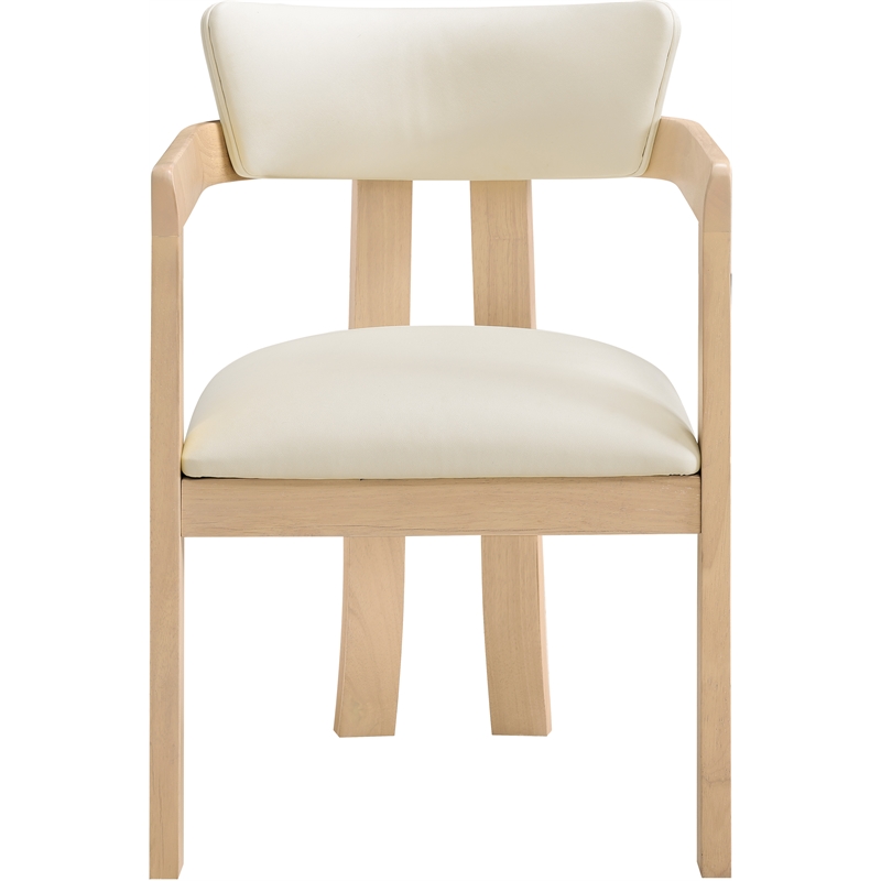 Meridian Furniture Lavrin Cream Vegan Leather Dining Arm Chair (Set of 2)