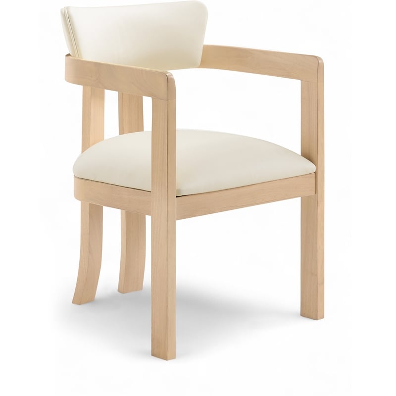 Meridian Furniture Lavrin Cream Vegan Leather Dining Arm Chair (Set of 2)