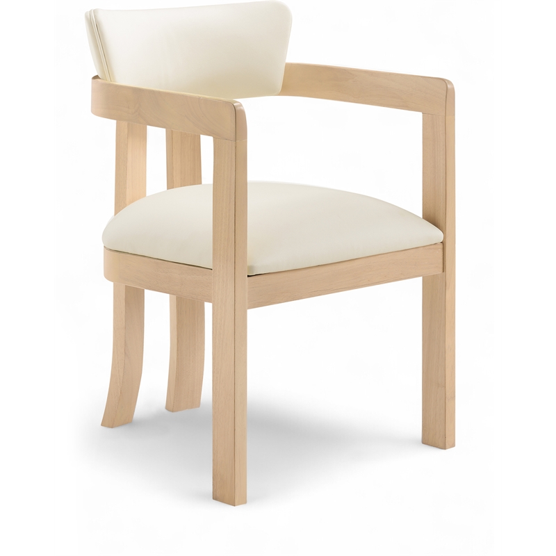 Meridian Furniture Lavrin Cream Vegan Leather Dining Arm Chair (Set of 2)