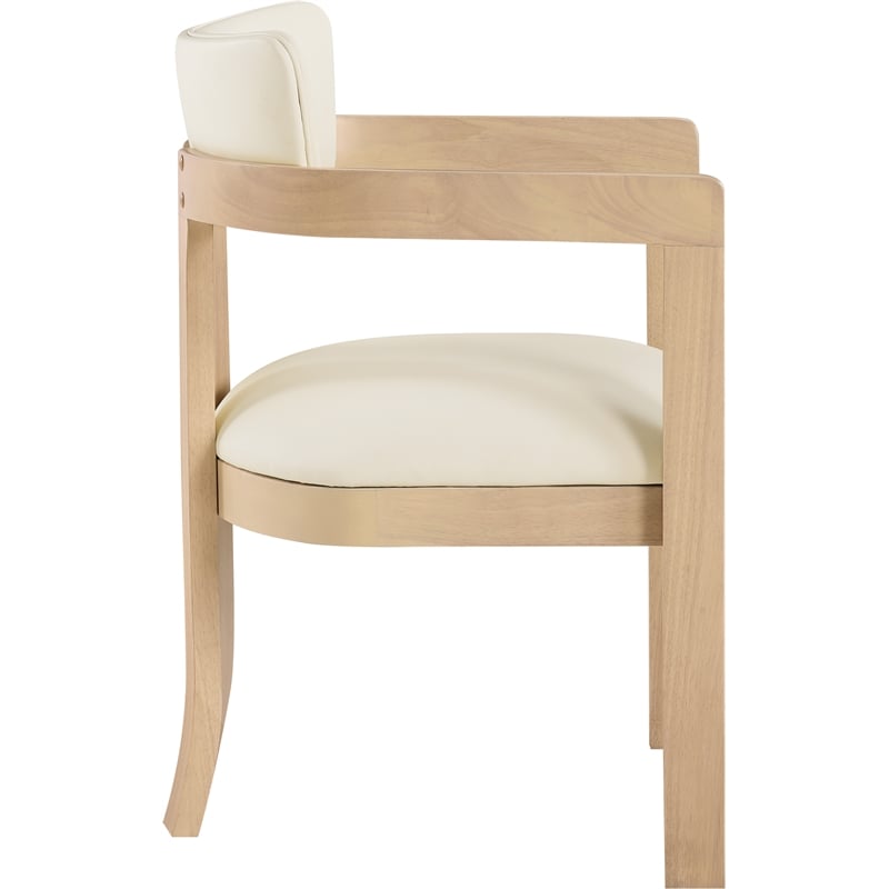 Meridian Furniture Lavrin Cream Vegan Leather Dining Arm Chair (Set of 2)
