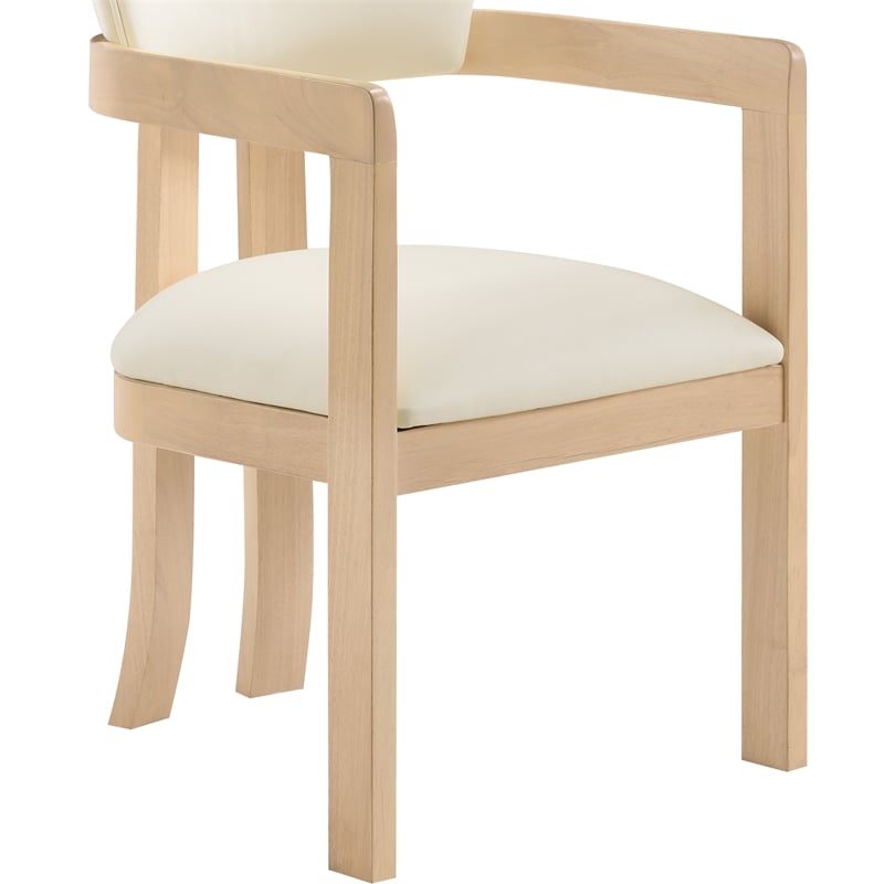 Meridian Furniture Lavrin Cream Vegan Leather Dining Arm Chair (Set of 2)