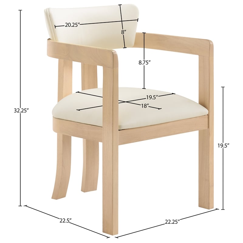 Meridian Furniture Lavrin Cream Vegan Leather Dining Arm Chair (Set of 2)