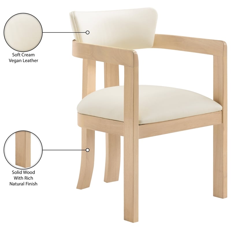 Meridian Furniture Lavrin Cream Vegan Leather Dining Arm Chair (Set of 2)