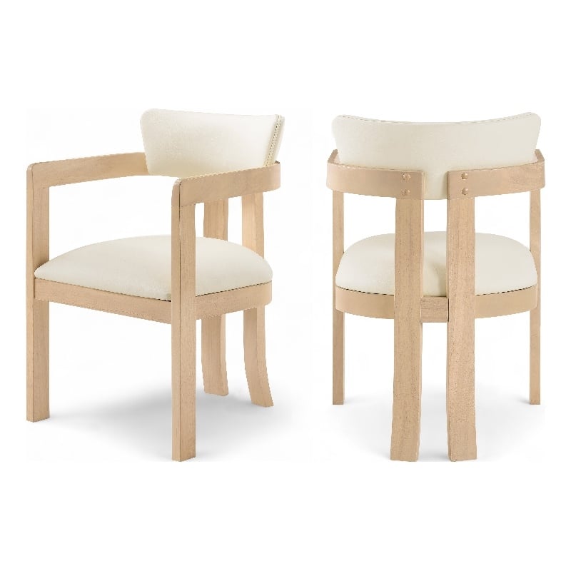 Meridian Furniture Lavrin Cream Vegan Leather Dining Arm Chair (Set of 2)