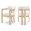Meridian Furniture Lavrin Cream Vegan Leather Dining Arm Chair (Set of 2)