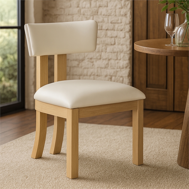 Meridian Furniture Lavrin Cream Vegan Leather Dining Side Chair (Set of 2)