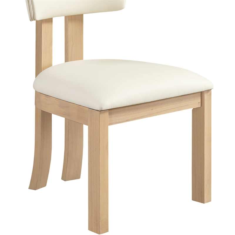 Meridian Furniture Lavrin Cream Vegan Leather Dining Side Chair (Set of 2)