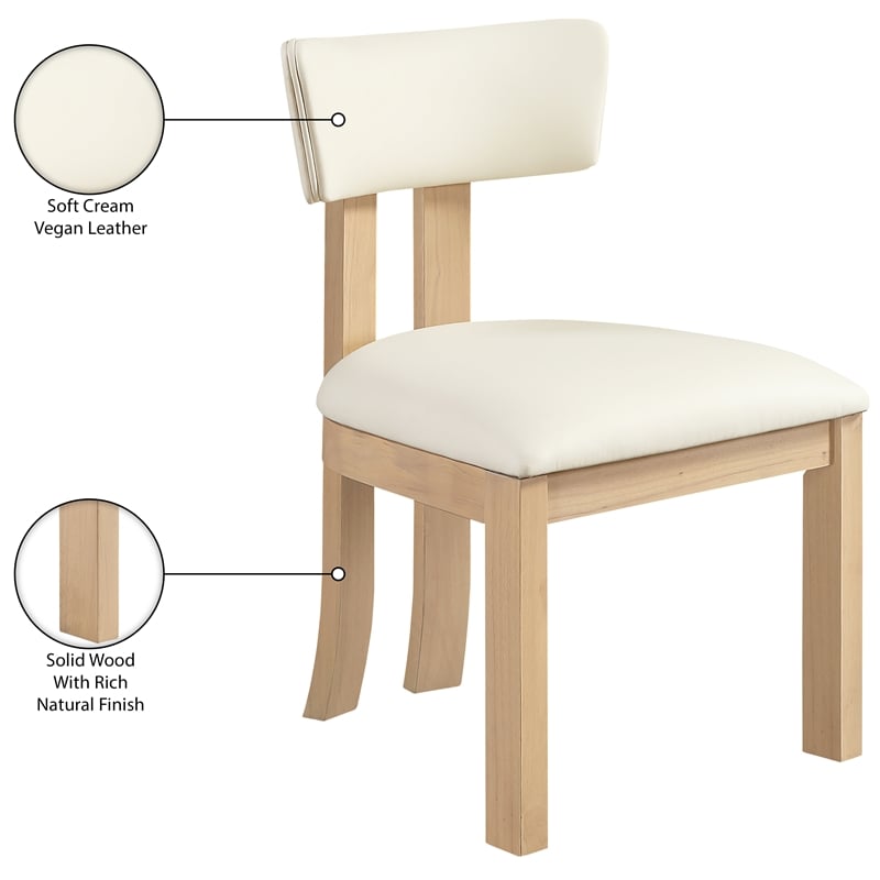 Meridian Furniture Lavrin Cream Vegan Leather Dining Side Chair (Set of 2)