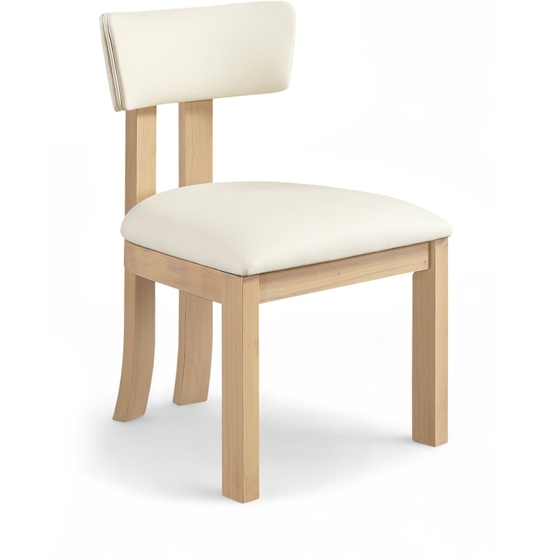 Meridian Furniture Lavrin Cream Vegan Leather Dining Side Chair (Set of 2)