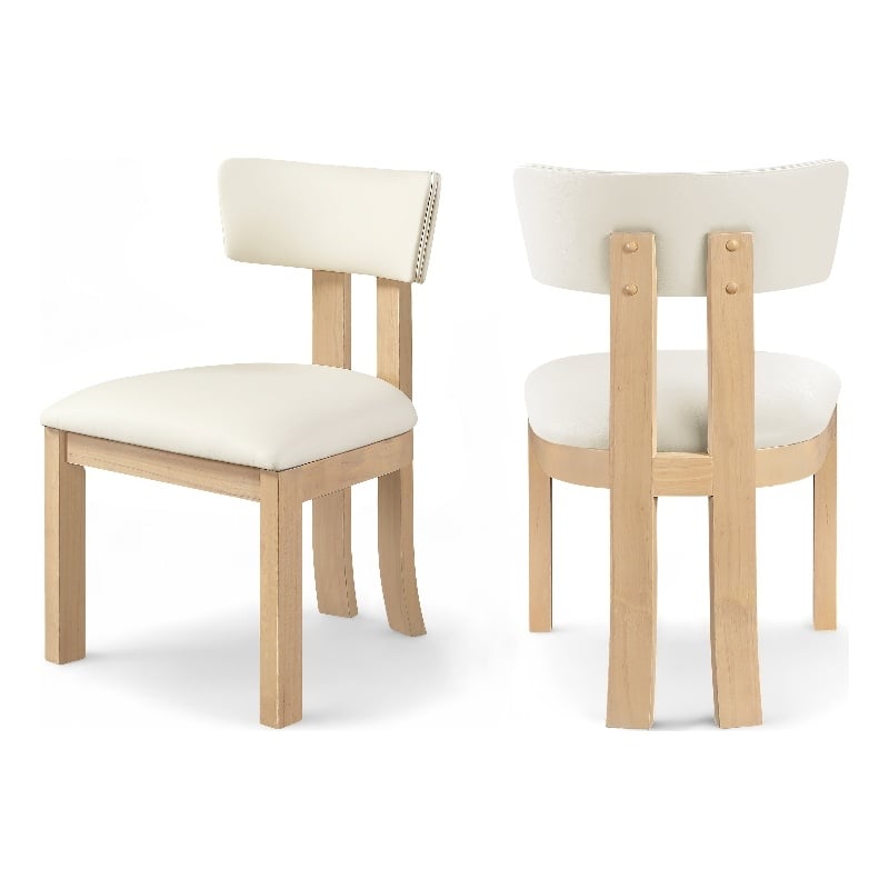 Meridian Furniture Lavrin Cream Vegan Leather Dining Side Chair (Set of 2)