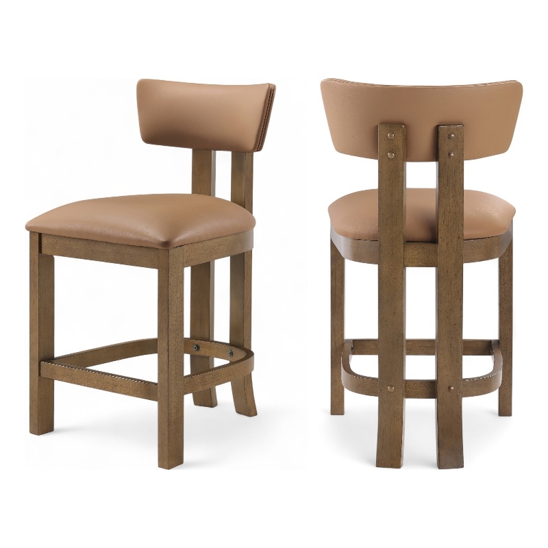Meridian Furniture Lavrin Cognac Vegan Leather Counter Stool (Set of 2)