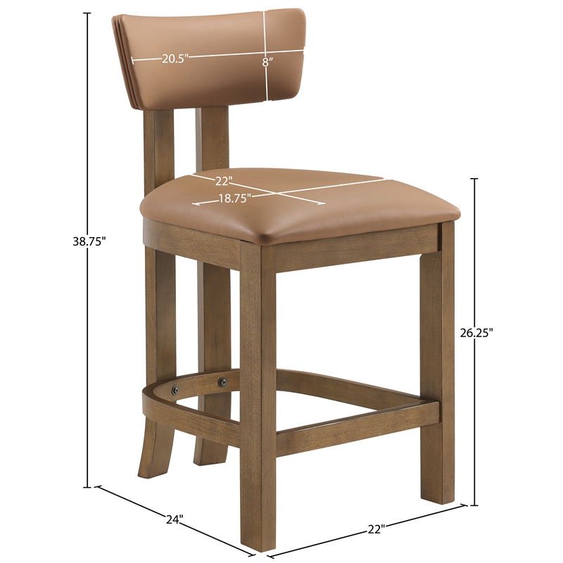 Meridian Furniture Lavrin Cognac Vegan Leather Counter Stool (Set of 2)