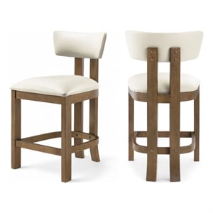 Meridian Furniture Lavrin Cream Vegan Leather Counter Stool (Set of 2)
