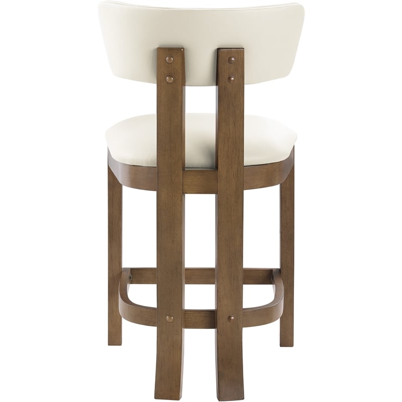 Meridian Furniture Lavrin Cream Vegan Leather Counter Stool (Set of 2)