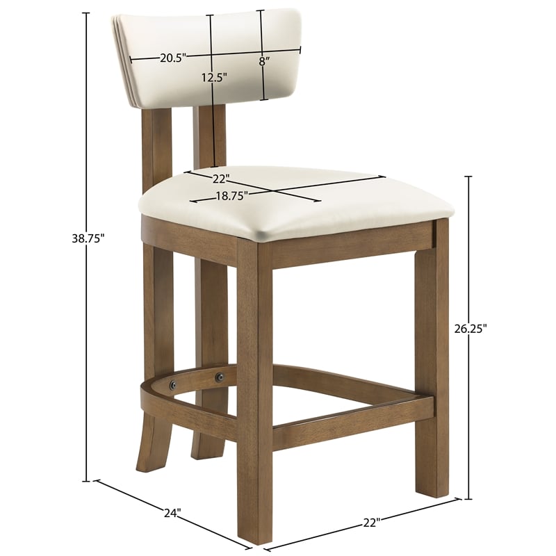 Meridian Furniture Lavrin Cream Vegan Leather Counter Stool (Set of 2)