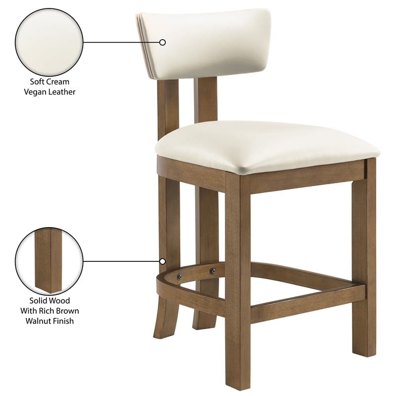 Meridian Furniture Lavrin Cream Vegan Leather Counter Stool (Set of 2)
