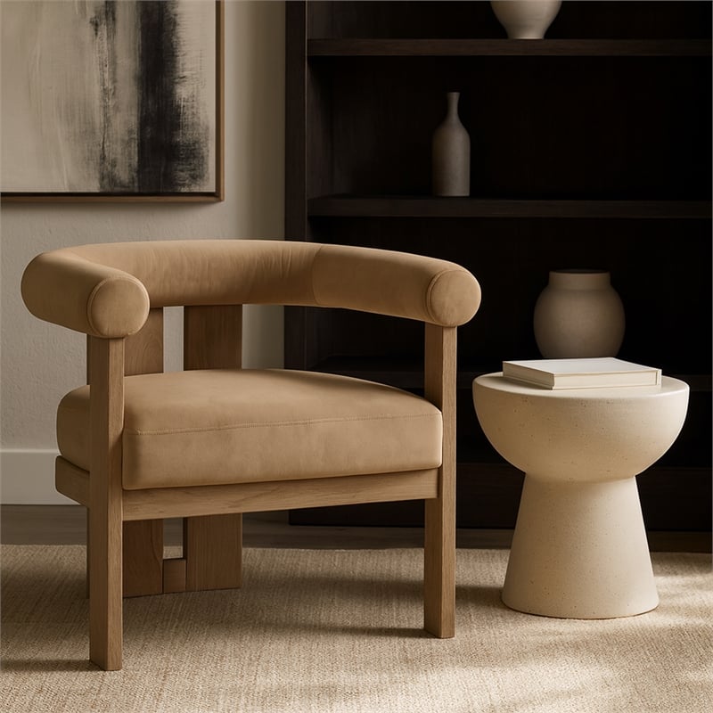 Meridian Furniture Arienzo Beige Velvet Upholstered Accent Chair