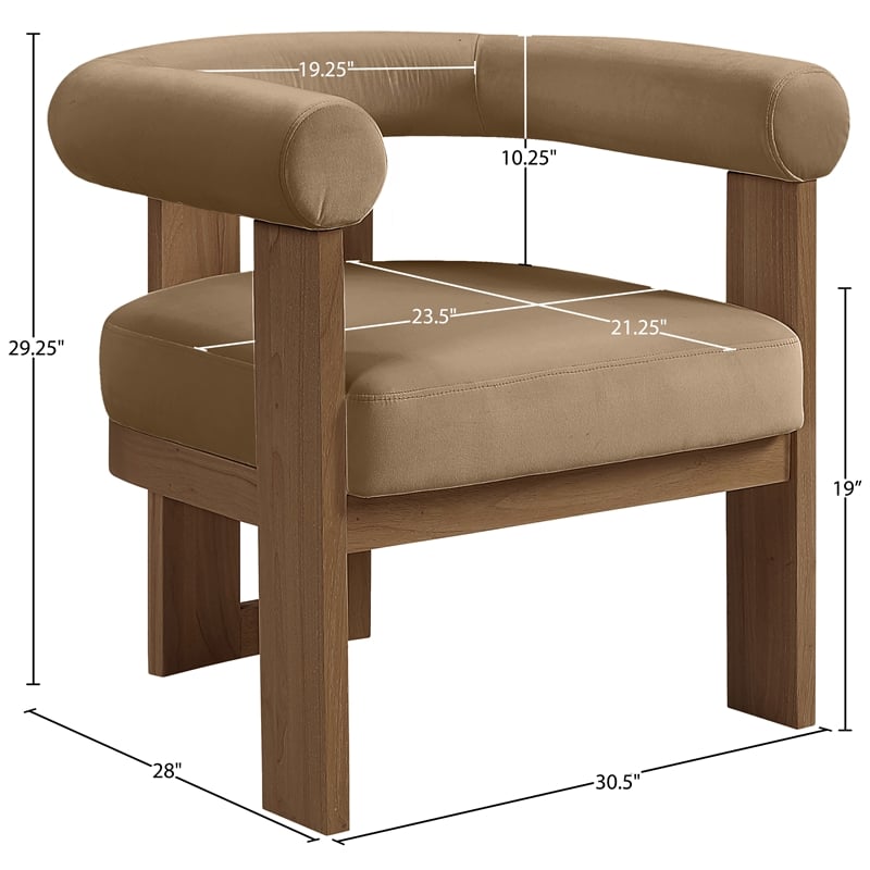 Meridian Furniture Arienzo Beige Velvet Upholstered Accent Chair