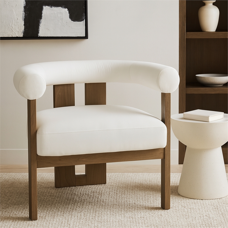 Meridian Furniture Arienzo Cream Velvet Upholstered Accent Chair