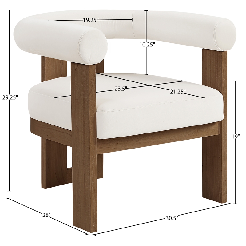 Meridian Furniture Arienzo Cream Velvet Upholstered Accent Chair