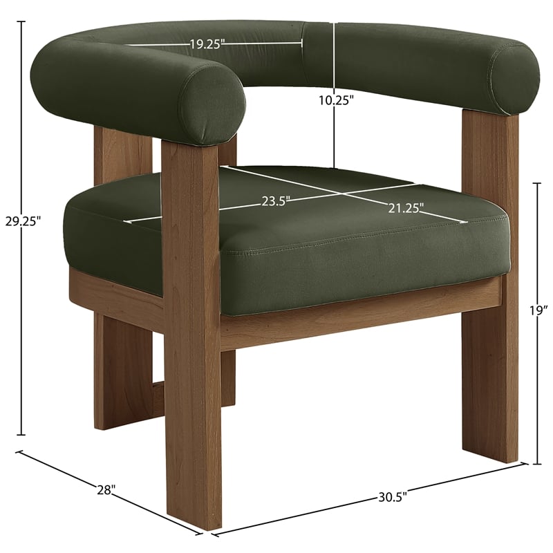 Meridian Furniture Arienzo Green Velvet Upholstered Accent Chair