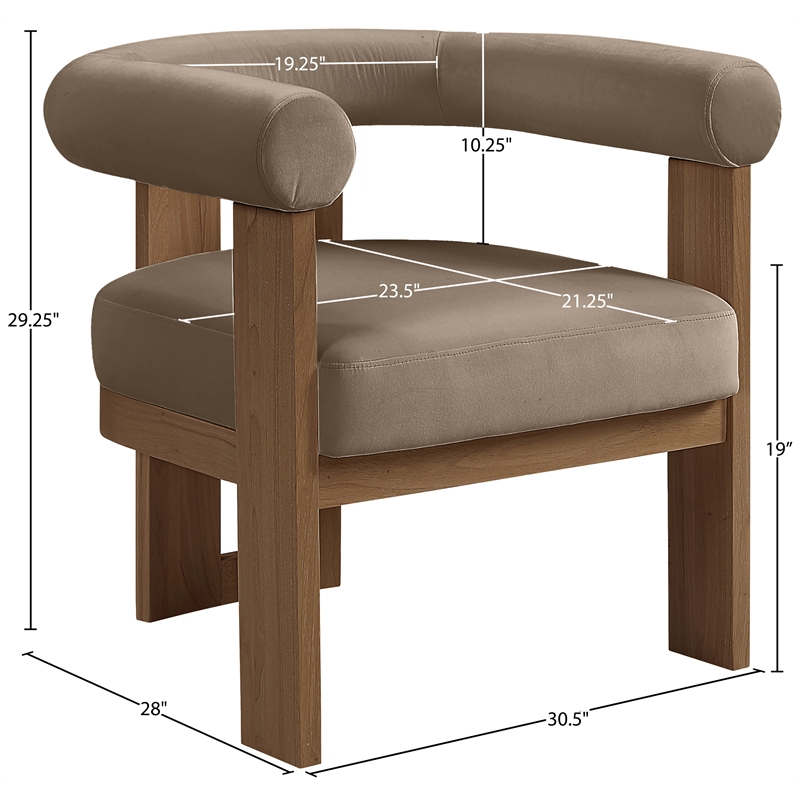 Meridian Furniture Arienzo Taupe Velvet Upholstered Accent Chair