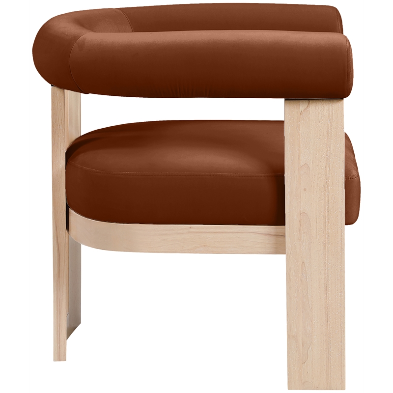 Meridian Furniture Arienzo Cognac Velvet Upholstered Accent Chair