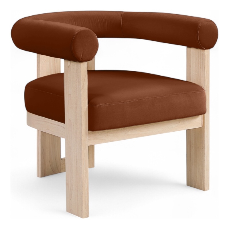 Meridian Furniture Arienzo Cognac Velvet Upholstered Accent Chair
