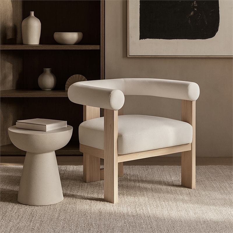 Meridian Furniture Arienzo Cream Velvet Upholstered Accent Chair