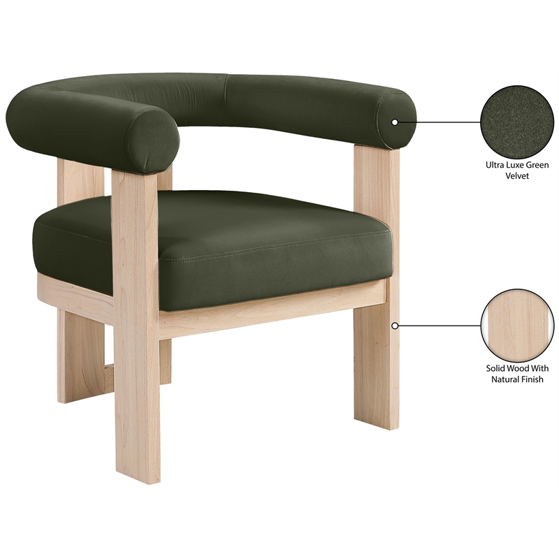 Meridian Furniture Arienzo Green Velvet Upholstered Accent Chair