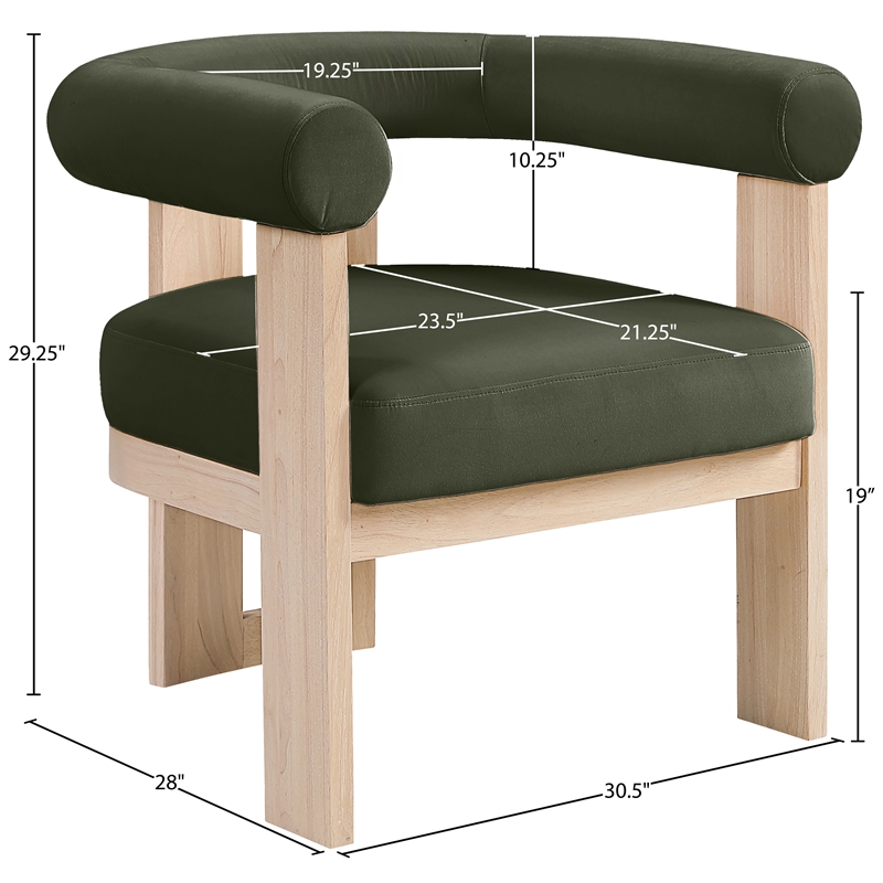 Meridian Furniture Arienzo Green Velvet Upholstered Accent Chair