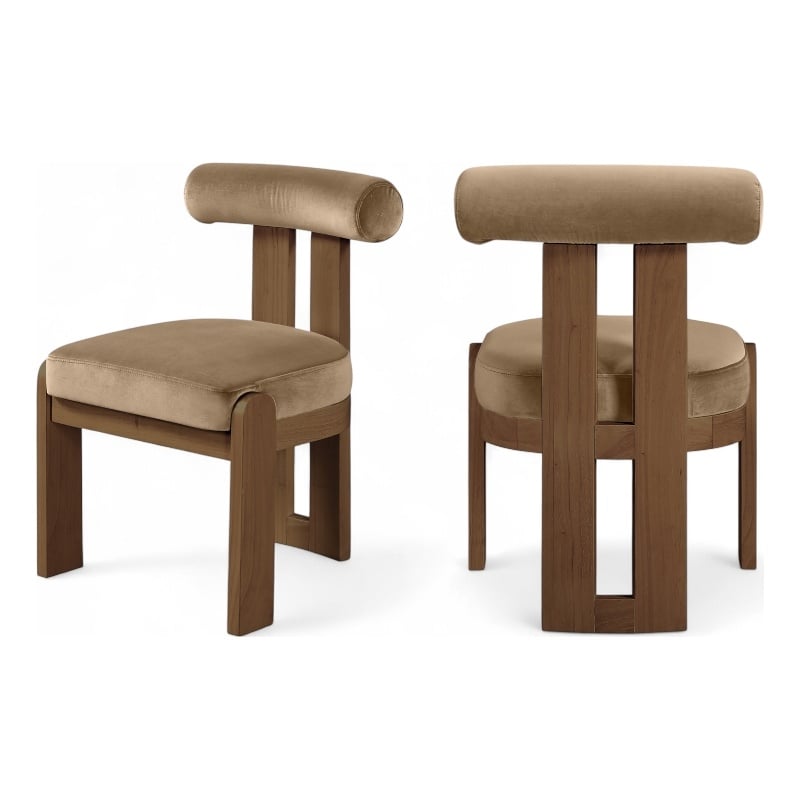 Meridian Furniture Arienzo Beige Velvet Upholstered Dining Chair (Set of 2)
