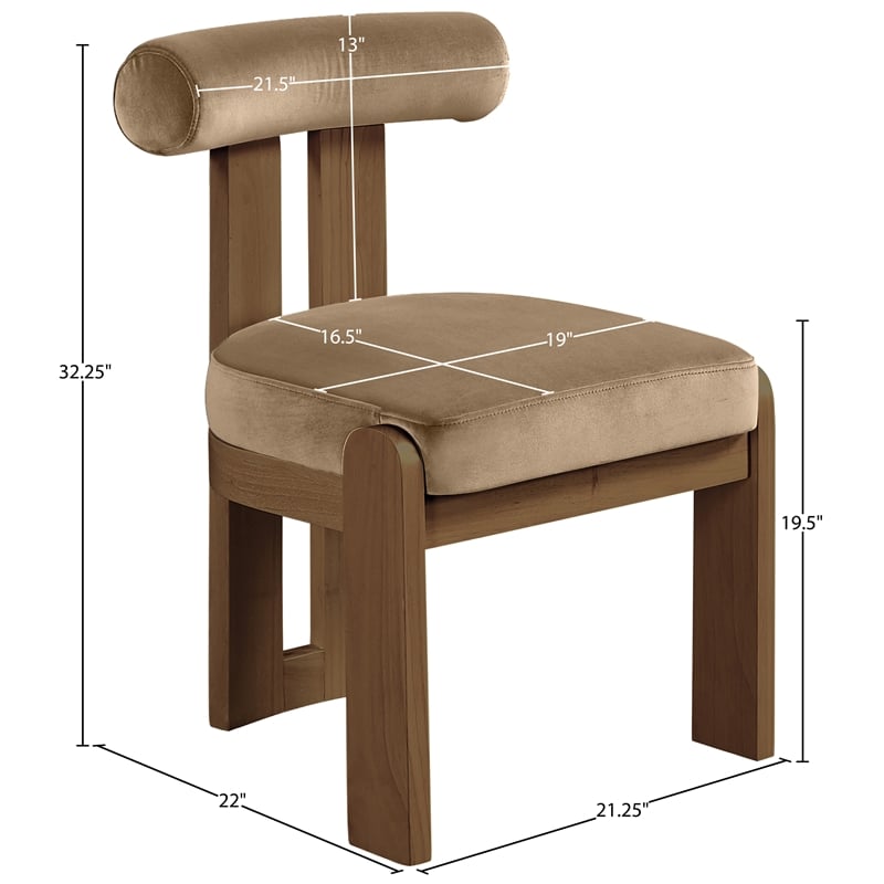 Meridian Furniture Arienzo Beige Velvet Upholstered Dining Chair (Set of 2)