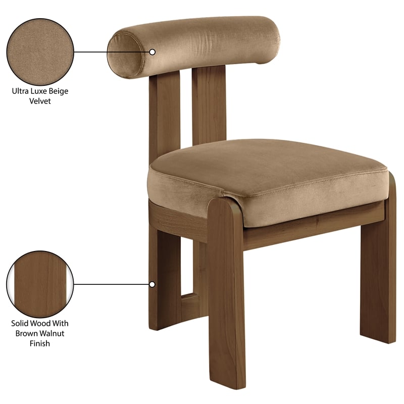 Meridian Furniture Arienzo Beige Velvet Upholstered Dining Chair (Set of 2)
