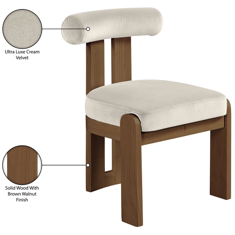 Meridian Furniture Arienzo Cream Velvet Upholstered Dining Chair (Set of 2)