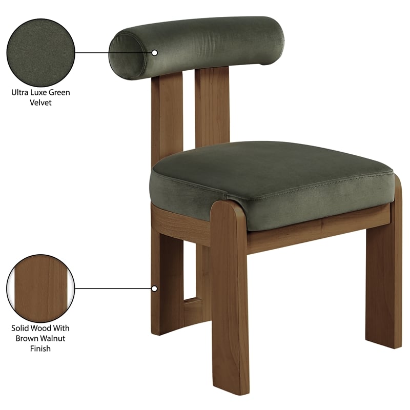 Meridian Furniture Arienzo Green Velvet Upholstered Dining Chair (Set of 2)