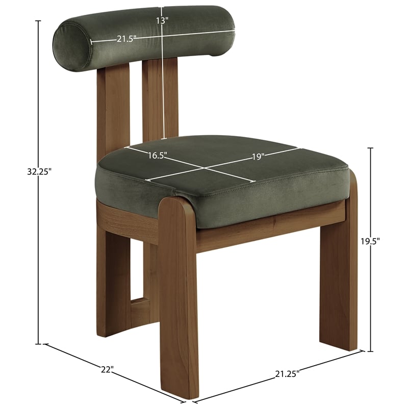 Meridian Furniture Arienzo Green Velvet Upholstered Dining Chair (Set of 2)