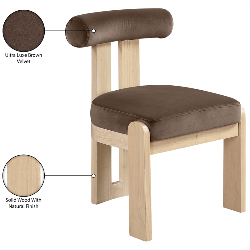 Meridian Furniture Arienzo Brown Velvet Upholstered Dining Chair (Set of 2)