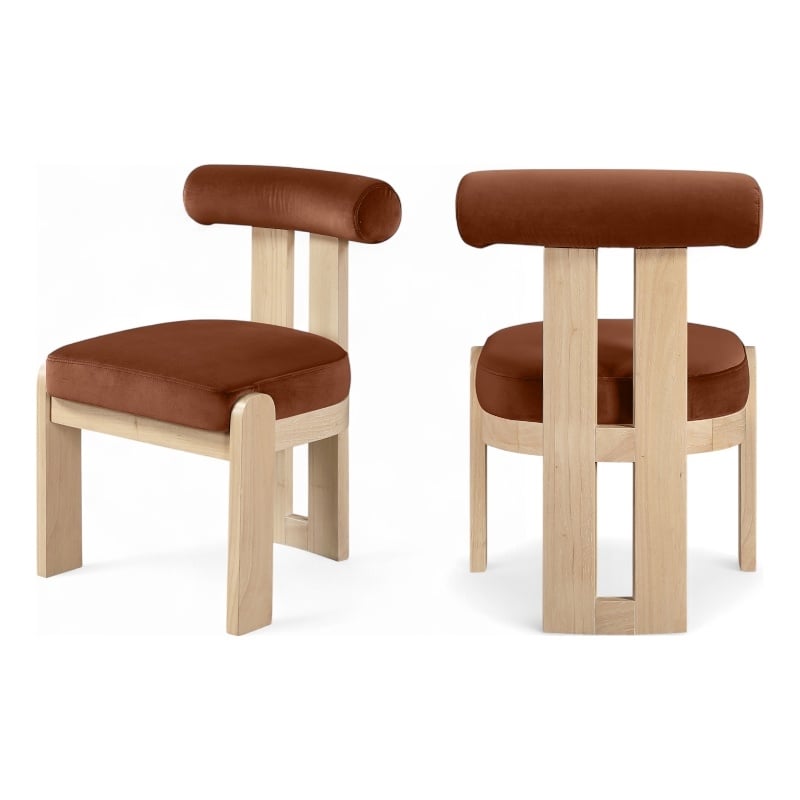 Meridian Furniture Arienzo Cognac Velvet Upholstered Dining Chair (Set of 2)