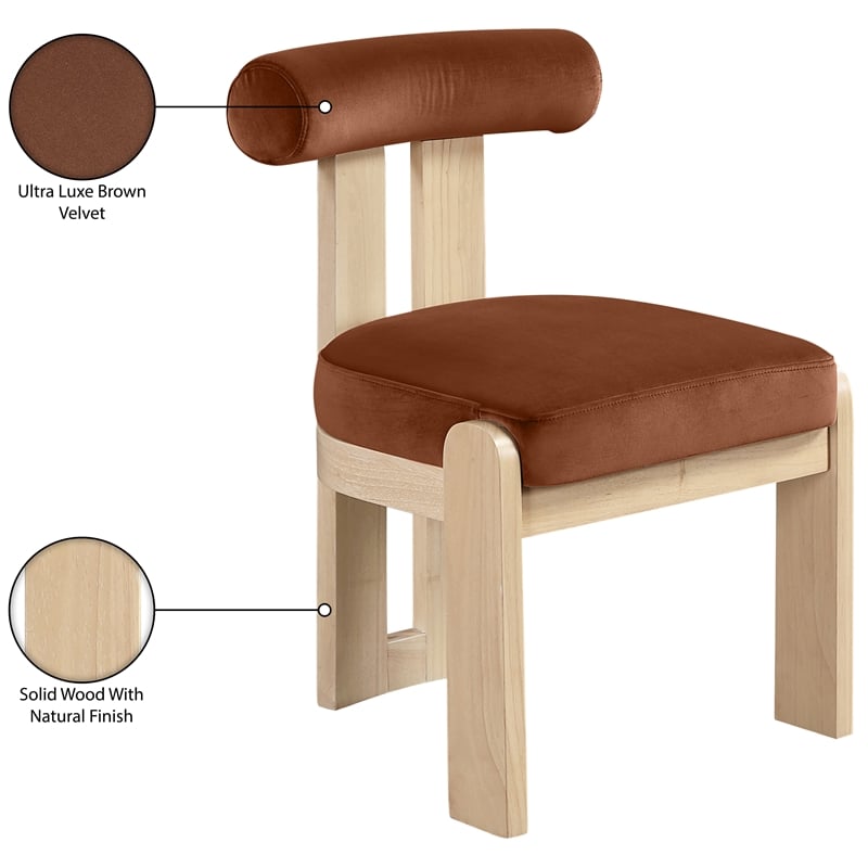 Meridian Furniture Arienzo Cognac Velvet Upholstered Dining Chair (Set of 2)
