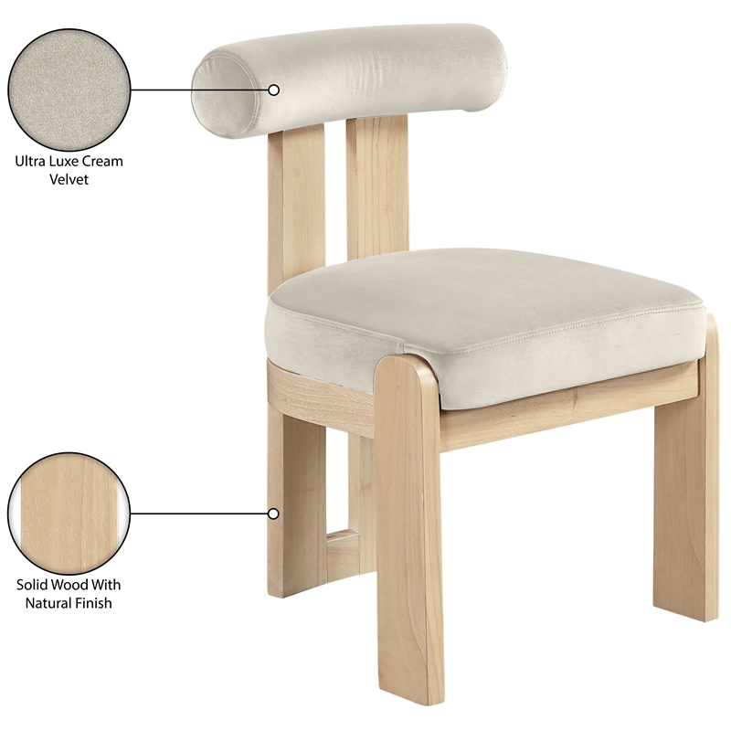 Meridian Furniture Arienzo Cream Velvet Upholstered Dining Chair (Set of 2)