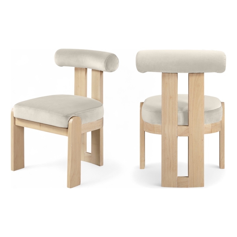 Meridian Furniture Arienzo Cream Velvet Upholstered Dining Chair (Set of 2)