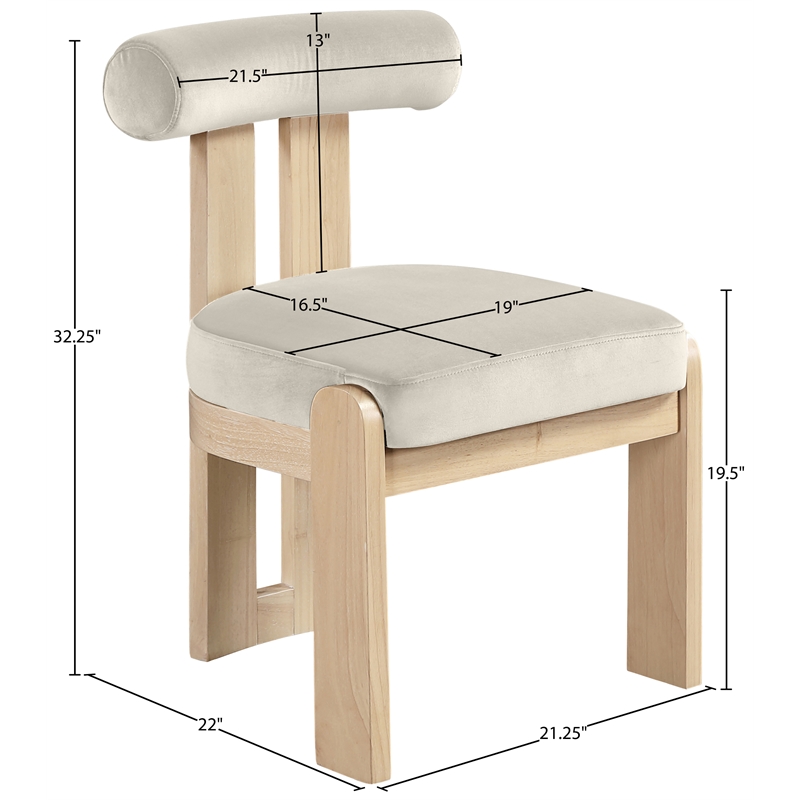 Meridian Furniture Arienzo Cream Velvet Upholstered Dining Chair (Set of 2)