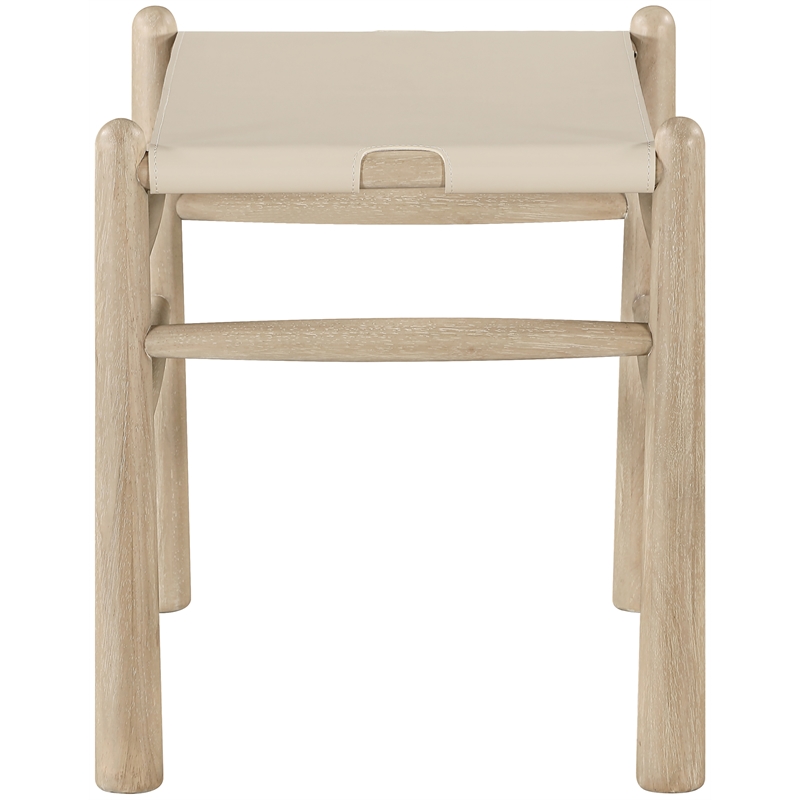 Meridian Furniture Santos Beige Vegan Leather Upholstered Bench