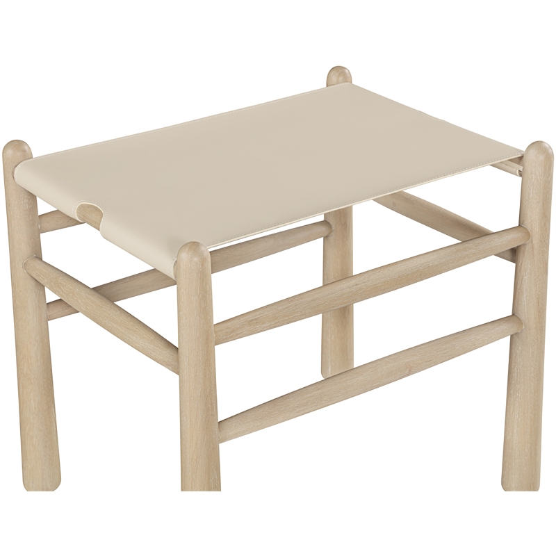 Meridian Furniture Santos Beige Vegan Leather Upholstered Bench