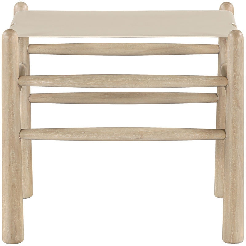 Meridian Furniture Santos Beige Vegan Leather Upholstered Bench