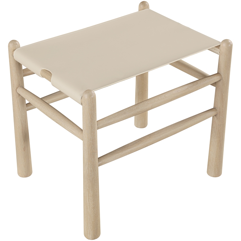 Meridian Furniture Santos Beige Vegan Leather Upholstered Bench