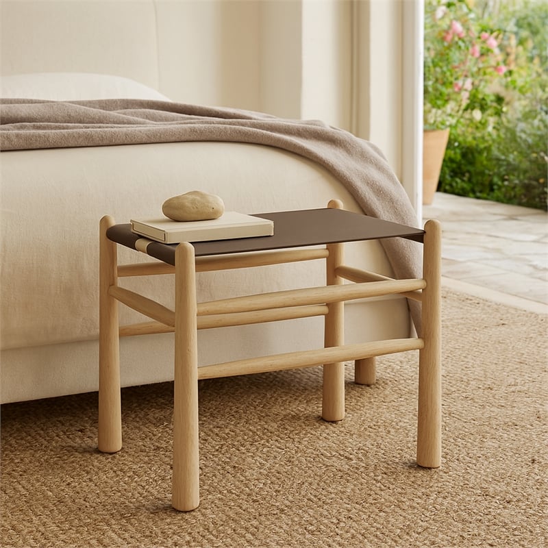 Meridian Furniture Santos Brown Vegan Leather Upholstered Bench